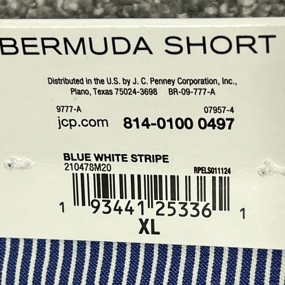 Liz Claiborne Bermuda Shorts XL Blue White Stripe Gold Button Nautical Pull-On - Picture 5 of 10